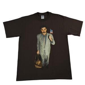Vintage Borat 2006 Movie Promotion Fox Network Kazakhstan Brown Shirt Size Large